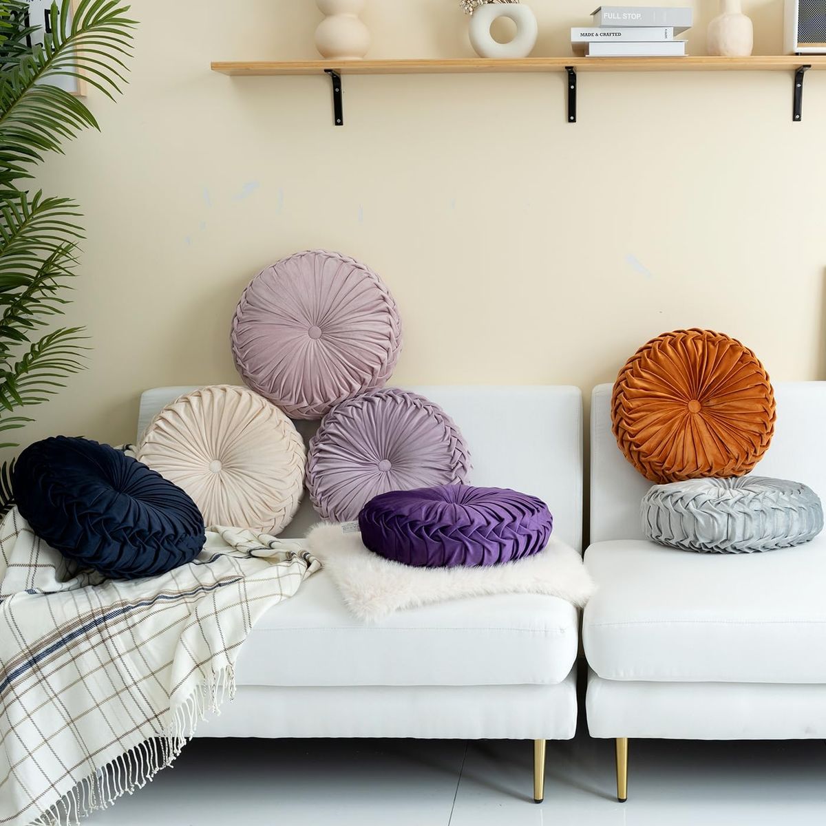 DECO CLASS - PACK X2 COJIN REDONDO ALMOHADA REDONDA TERCIOPELO ROSA PASTEL