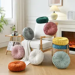 DECO CLASS - PACK X2 COJIN REDONDO ALMOHADA REDONDA TERCIOPELO CELESTE