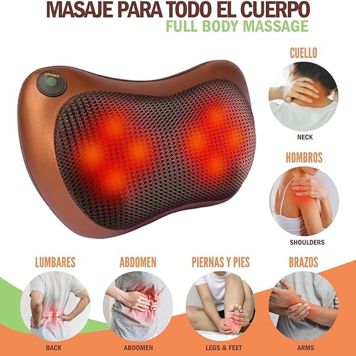 MOVI - Cojín masajeador para Auto y Casa