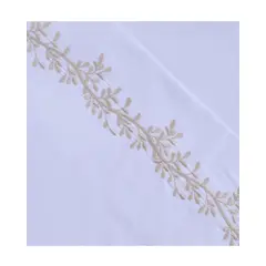 MASHINI - Sábana 180 hilos bordada ramas Beige 2 plazas