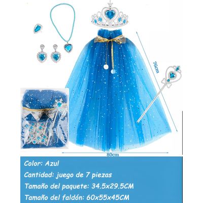 Imagen 2 del producto Conjunto Capa Princesa Fiesta Cumpleaños Halloween-Azul
