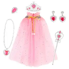 GENERICO - Conjunto Capa Princesa Fiesta Cumpleaños Halloween-Rosa