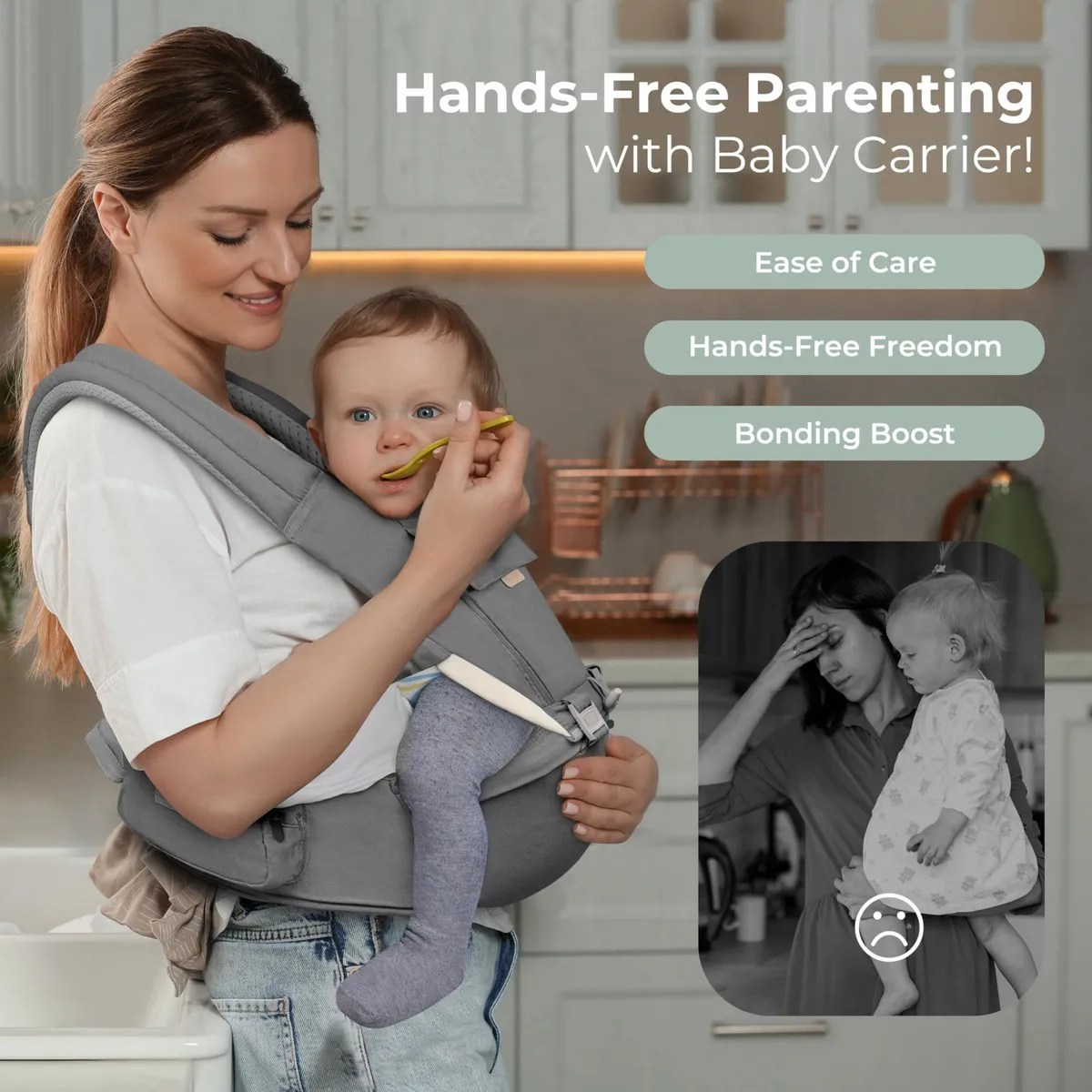 EVERSO - Portabebés Ergonómico 6 En 1 Para Niños Pequeños Gris