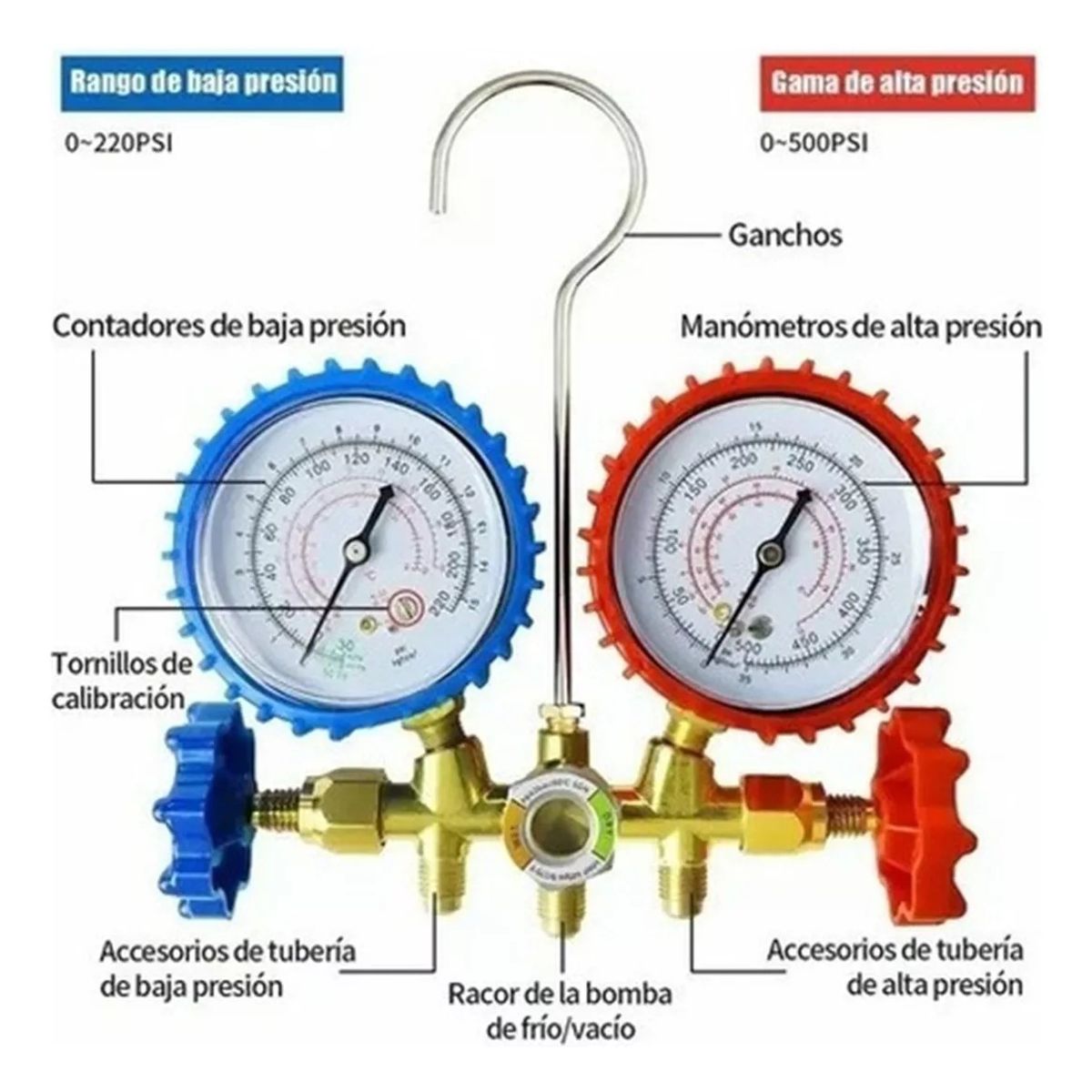 KUANGYE - Juego Manometros Refrigeracion Manifold R22 R134 R404 R410