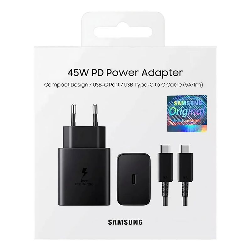 OEM - Cargador + Cable Originales Tipo C Para Samsung® 45w Carga Rápida