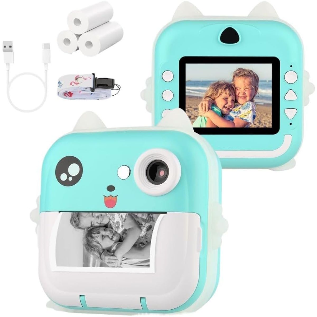 KUANGYE - Cámara Instantánea Para Niños Cámara Con Impresora