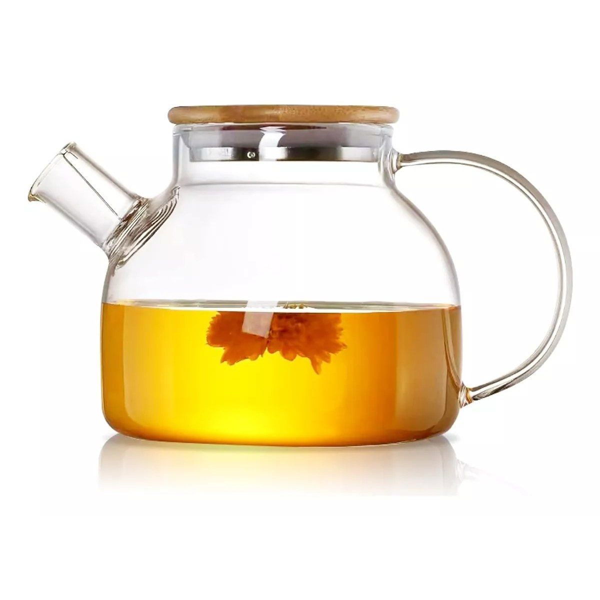 KUANGYE - Tetera Para Té Vidrio Borosilicato Resistente Calor/frío 1 L