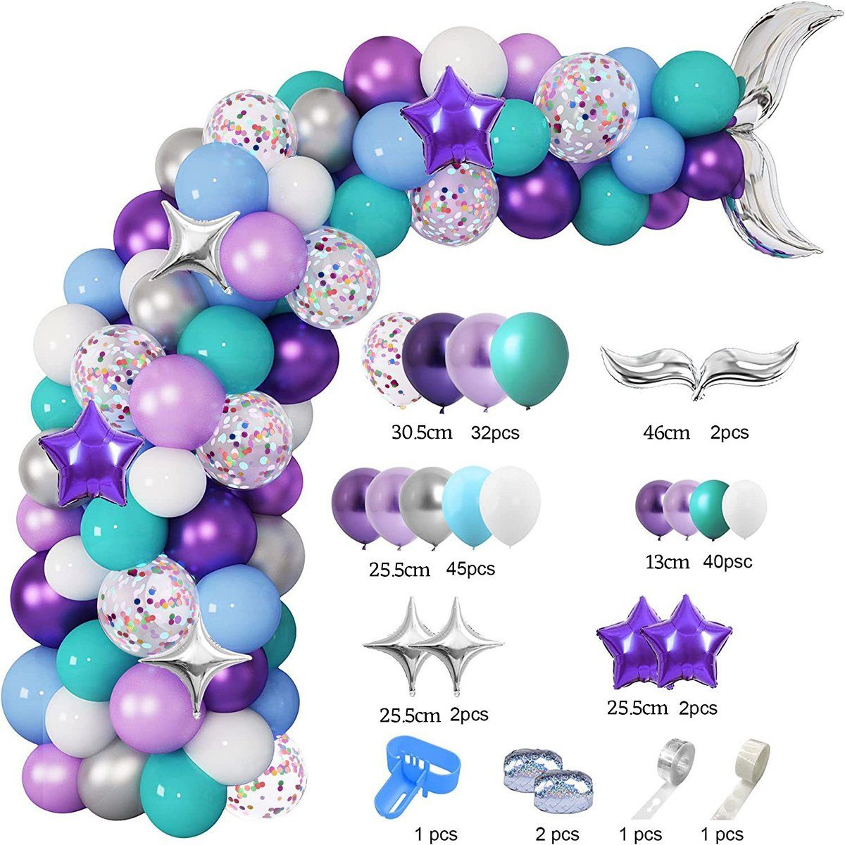 GENERICO - 128 Piezas Juego De Globos De Sirena Para Fiesta De Cumpleañ