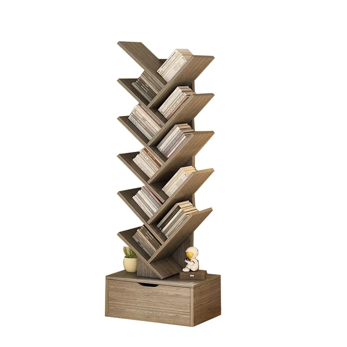 EVERSO - Estantería Librero De Arbol 12 Niveles Moderno Con Cajón