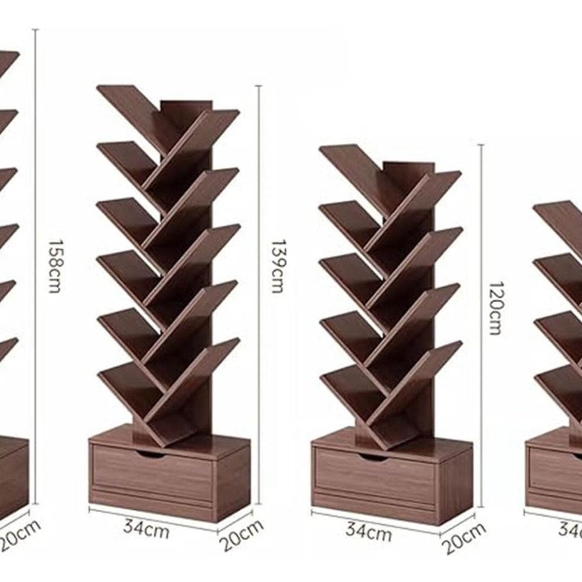 EVERSO - Estantería Librero De Arbol 12 Niveles Moderno Con Cajón