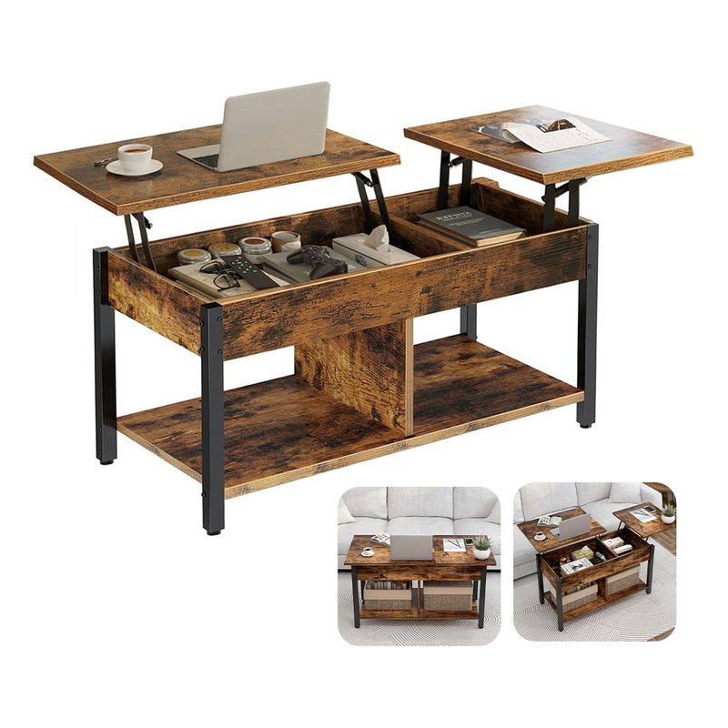 EVERSO - Mesa De Centro Elevable Para Living 110x49x48cm-
