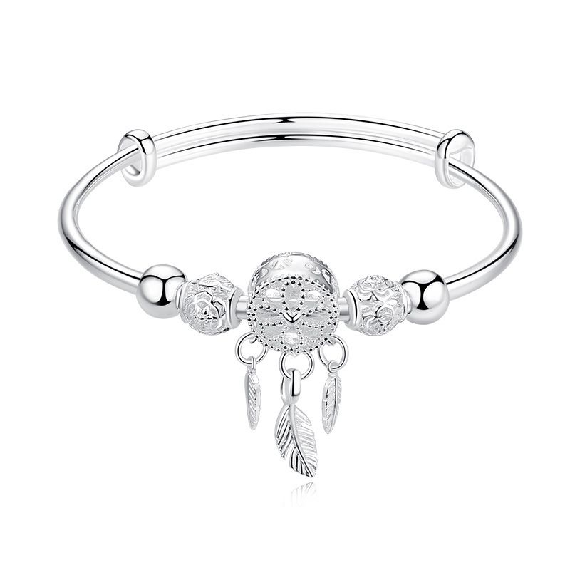 KUANGYE - Pulsera Atrapasueños Bañado en plata Con Borla Diseño De Plumas