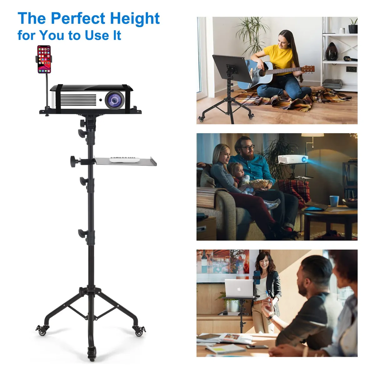 EVERSO - Soporte Para Proyector Trípode Portátil Ajustable 68 A 131cm-