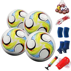 PUREPOWER - Paquetes de 4 tamaño 4 Balón de fútbol con bomba de aire-TAmarillo