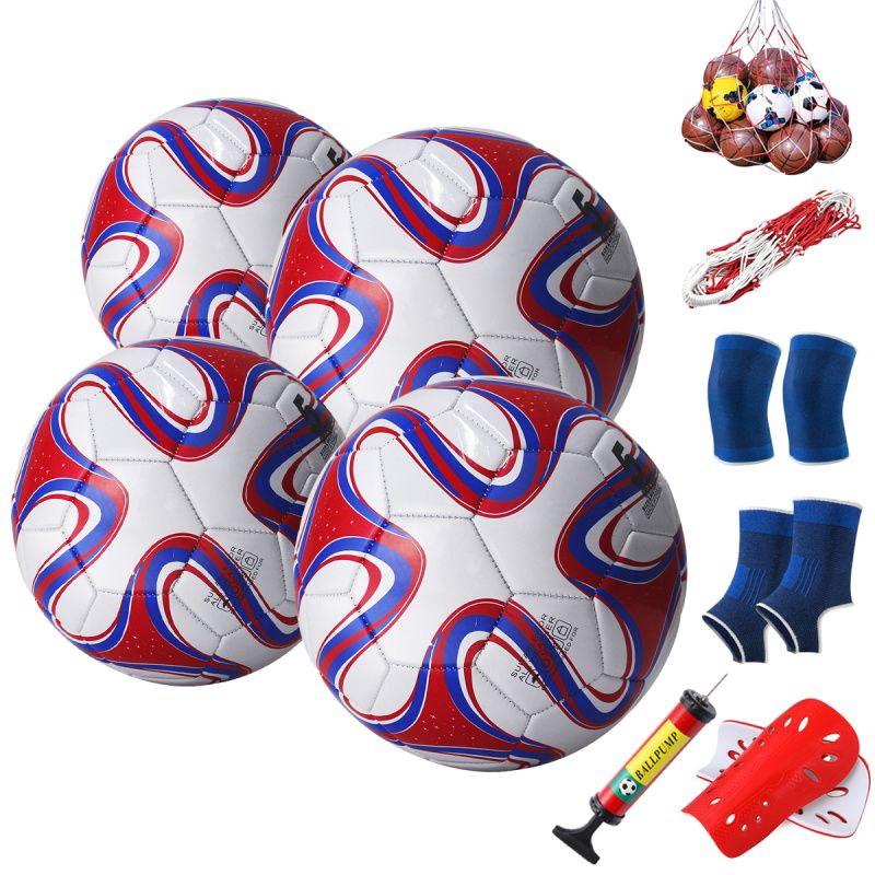 PUREPOWER - Paquetes de 4 tamaño 5 Balón de fútbol con bomba de aire-Morado.