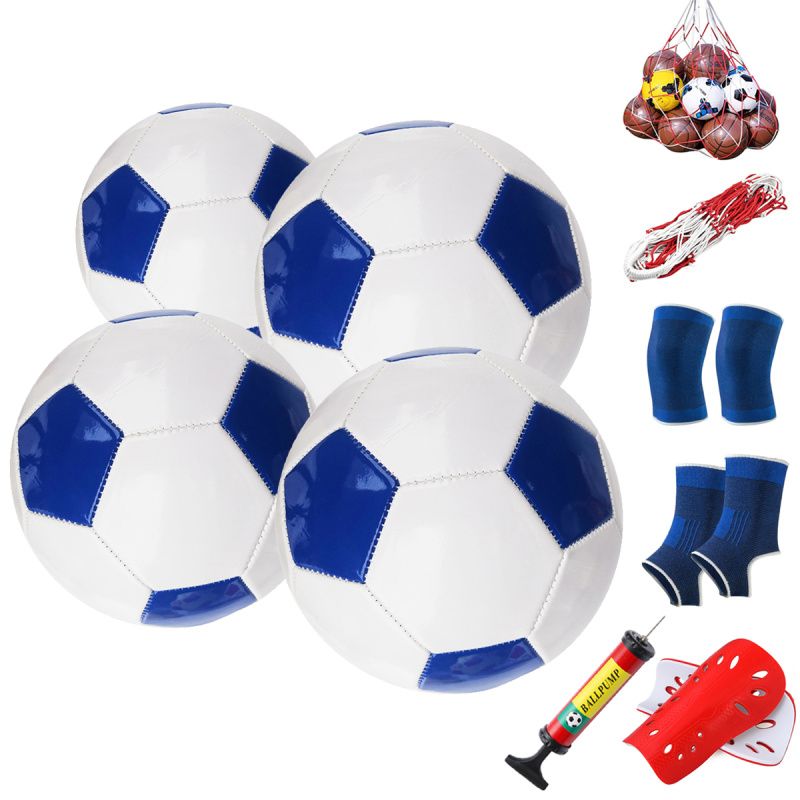 PUREPOWER - Paquetes de 4 tamaño 4 Balón de fútbol con bomba de aire-AZUL..