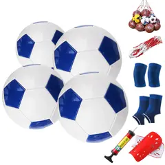 PUREPOWER - Paquetes de 4 tamaño 4 Balón de fútbol con bomba de aire-AZUL..