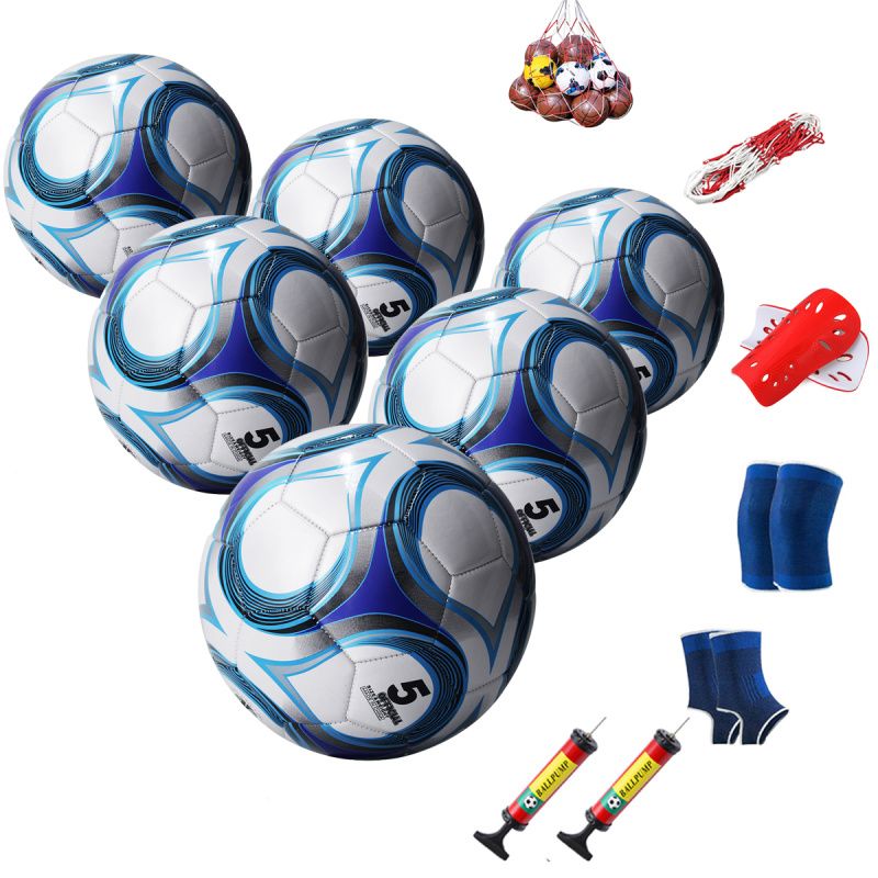 PUREPOWER - Paquetes de 6 tamaño 5 Balón de fútbol con bomba de aire-azul.