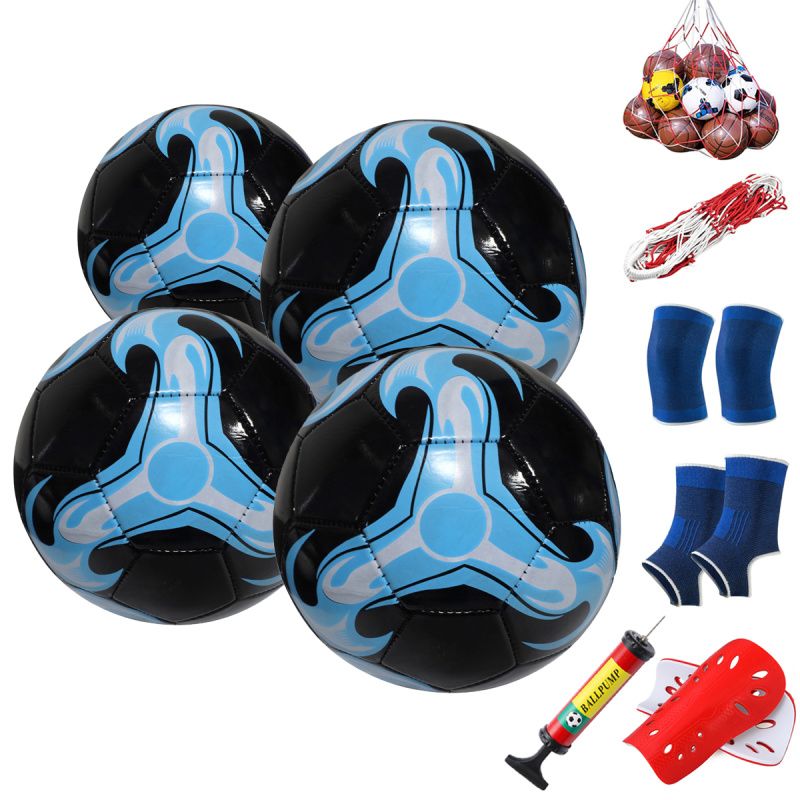 PUREPOWER - Paquetes de 4 tamaño 5 Balón de fútbol con bomba de aire-Negroazul