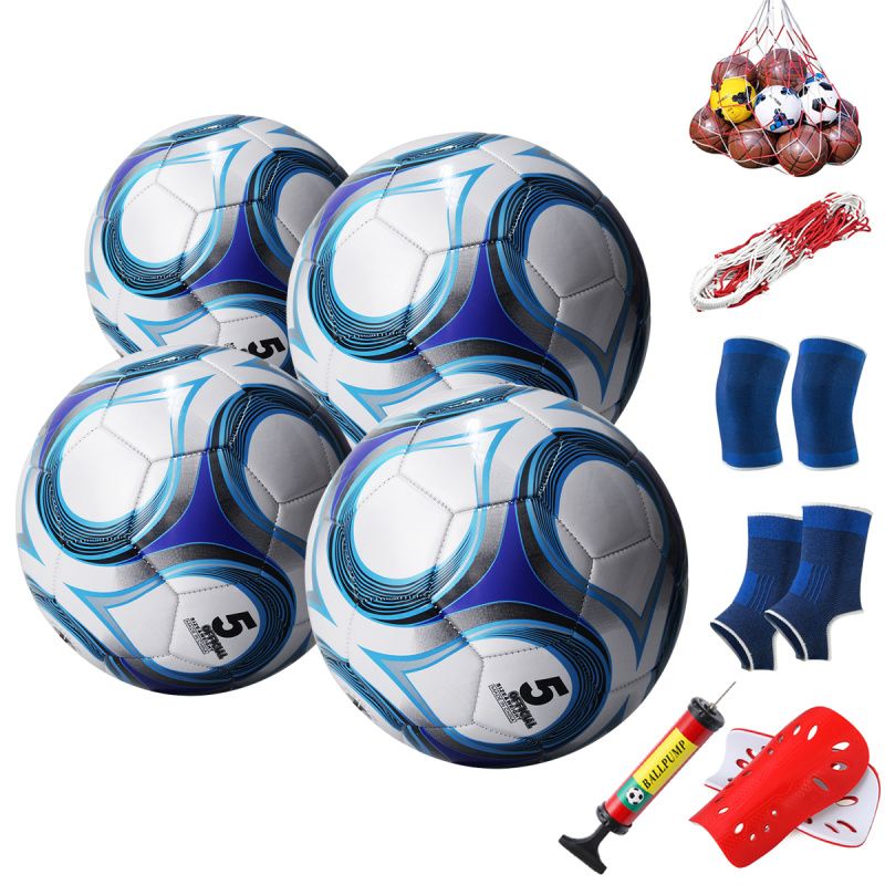PUREPOWER - Paquetes de 4 tamaño 4 Balón de fútbol con bomba de aire-Tazul
