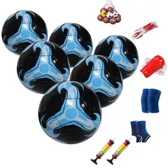 PUREPOWER - Paquetes de 6 tamaño 5 Balón de fútbol con bomba de aire-negro