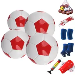 PUREPOWER - Paquetes de 4 tamaño 5 Balón de fútbol con bomba de aire-ROJO