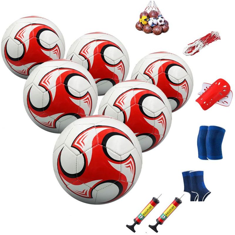 PUREPOWER - Paquetes de 6 tamaño 5 Balón de fútbol con bomba de aire-red