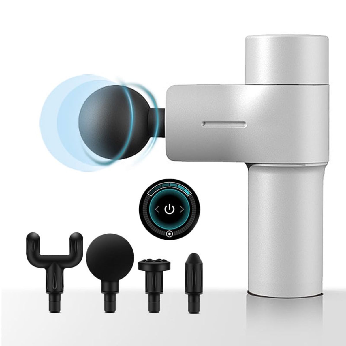 PUREPOWER - M2 Pistola de Masaje Muscular Recargable con Vibración-plata