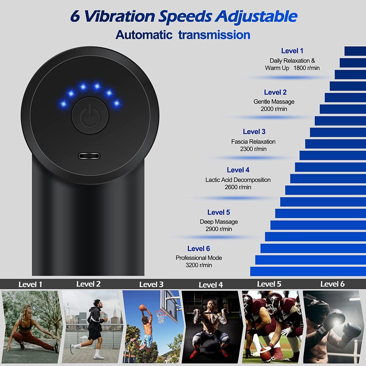 PUREPOWER - M11 Pistola Masajeador Muscular Recargable - Rosado