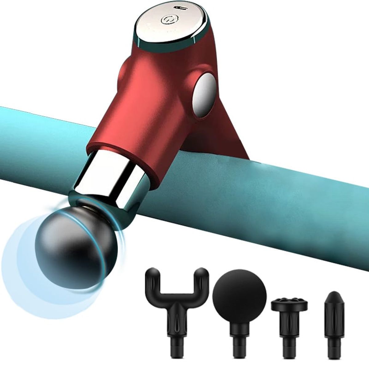 PUREPOWER - M5 Pistola de Masaje Muscular Recargable con Vibración-Rojo