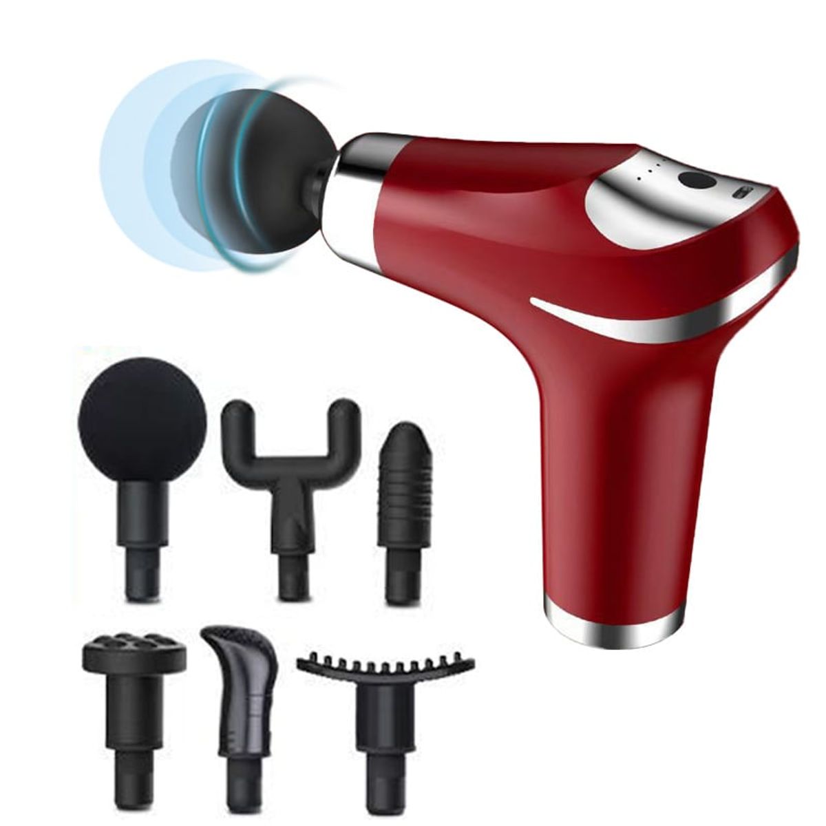 PUREPOWER - M4 Pistola de Masaje Muscular Recargable con Vibración-Rojo