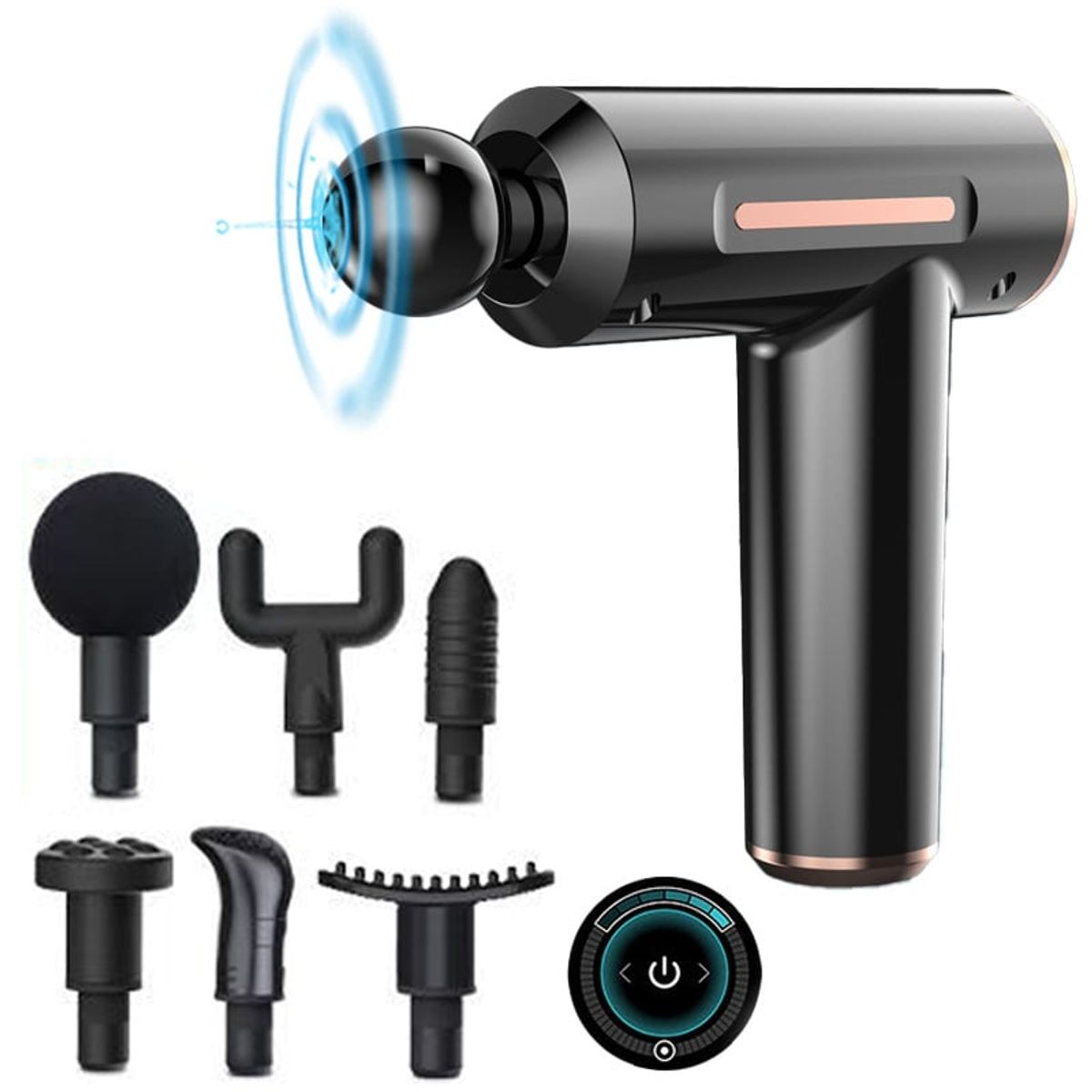 PUREPOWER - M5 Pistola de Masaje Muscular Recargable con Vibración-Negro