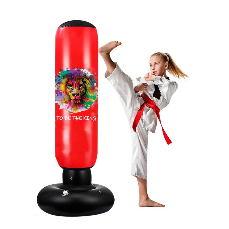 GENERICO - Bolsa de boxeo inflable con columna de boxeo para niños y adolescentes