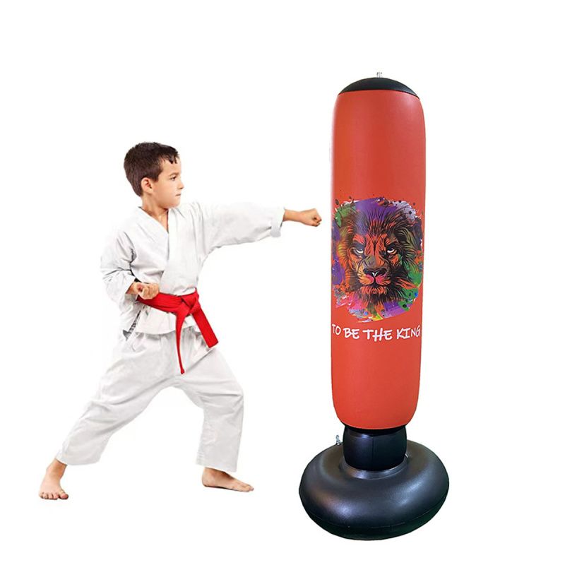 GENERICO - Bolsa de boxeo inflable con columna de boxeo para niños y adolescentes