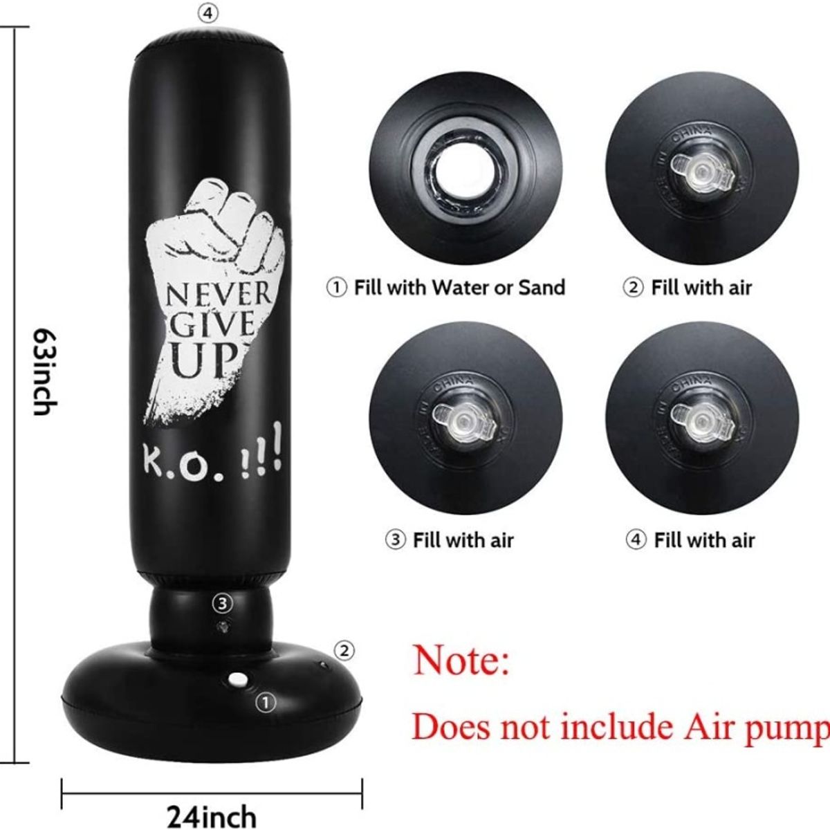 PUREPOWER - Bolsa de boxeo inflable con columna de boxeo para niños y adolescentes