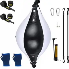 GENERICO - Bolsa de boxeo de piel sintética con Vendas de Mano Elastica