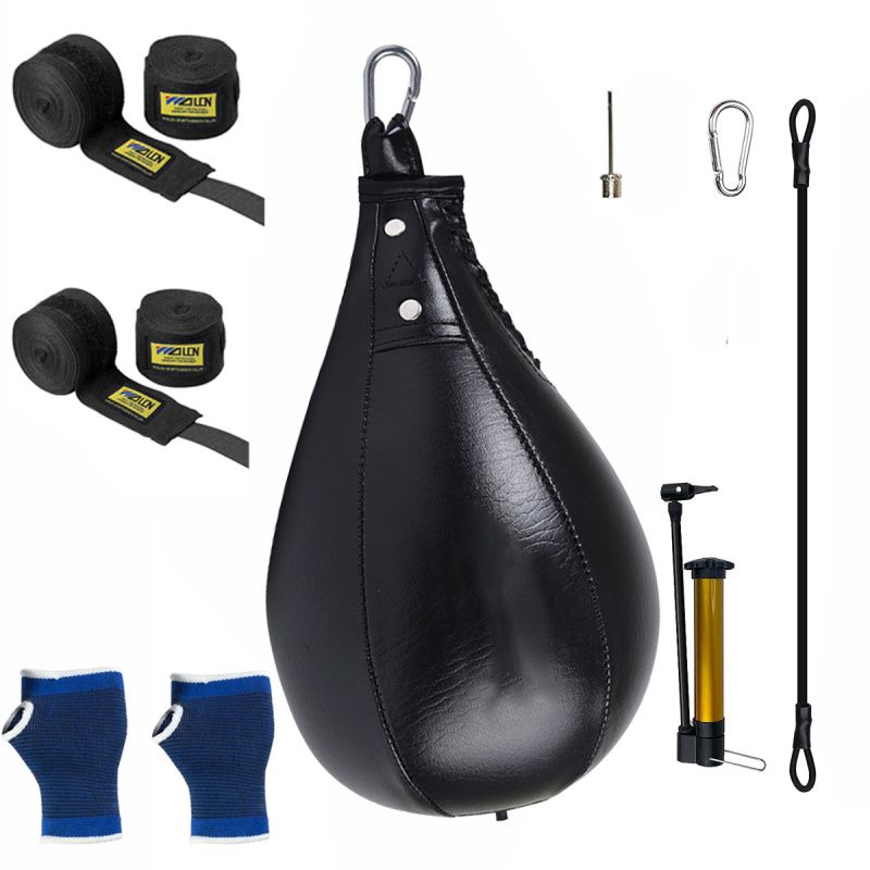 GENERICO - Bolsa de boxeo de piel sintética con Vendas de Mano Elastica