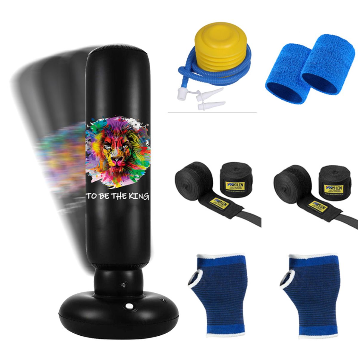 PUREPOWER - Bolsa de boxeo inflable con columna de boxeo para niños y adolescentes-negro