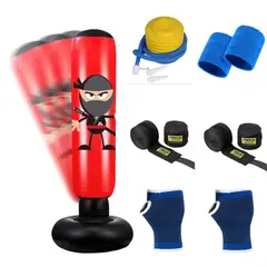 PUREPOWER - Bolsa de boxeo inflable con columna de boxeo para niños y adolescentes-ROJO.