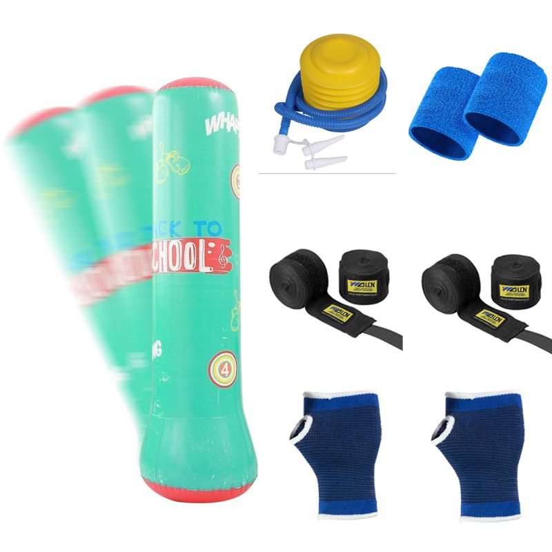 GENERICO - Bolsa de boxeo inflable con columna de boxeo para niños y adolescentes-VERDE