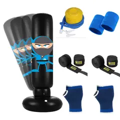 PUREPOWER - Bolsa de boxeo inflable con columna de boxeo para niños y adolescentes-negro
