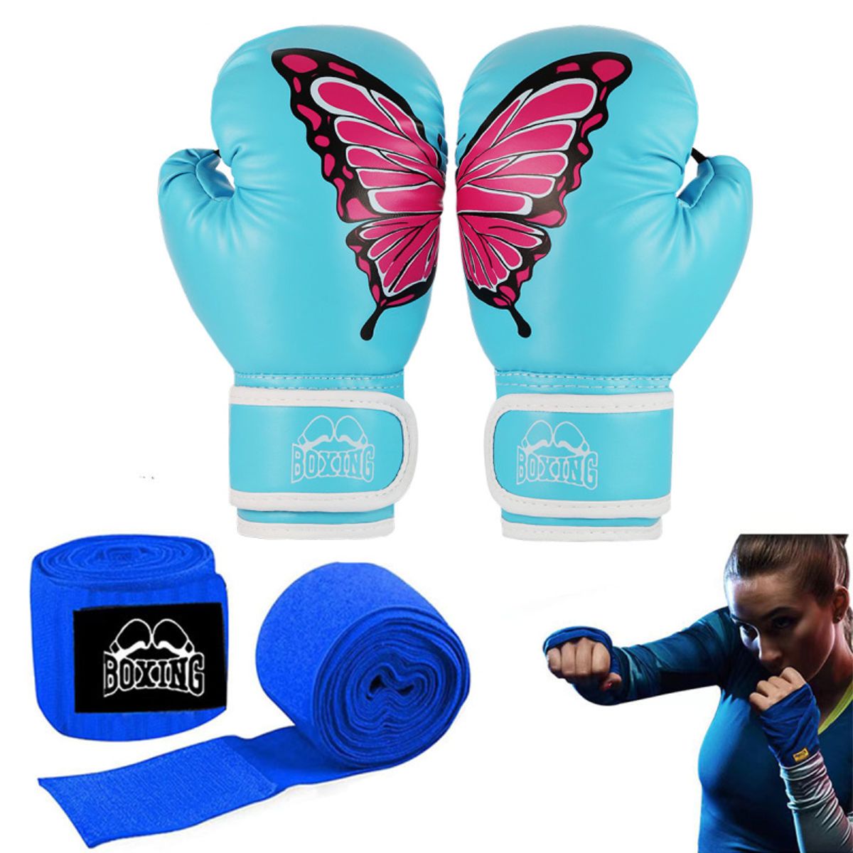 PUREPOWER - 1 par de guantes de Boxeo de cuero Pu para mujeres adolescentes profesionales