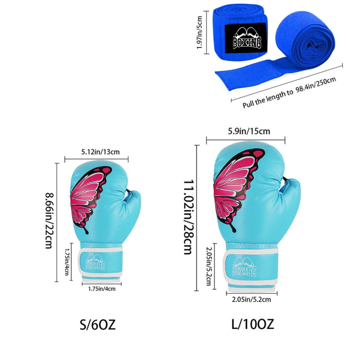 PUREPOWER - 1 par de guantes de Boxeo de cuero Pu para mujeres adolescentes profesionales