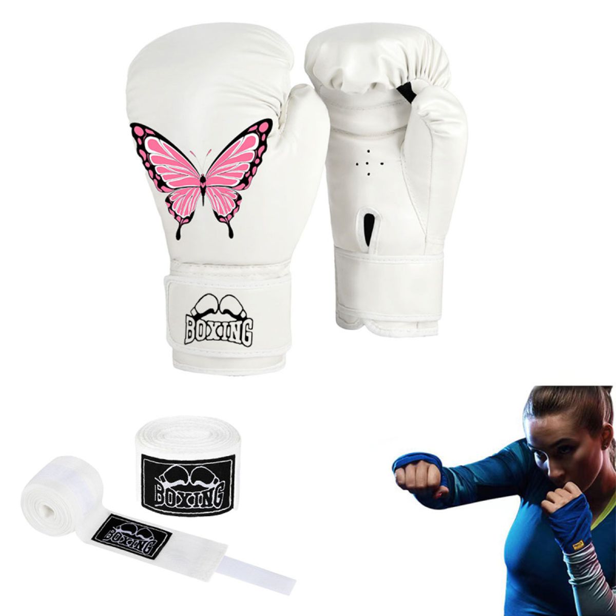 PUREPOWER - 1 par de guantes de Boxeo de cuero Pu para mujeres adolescentes profesionales