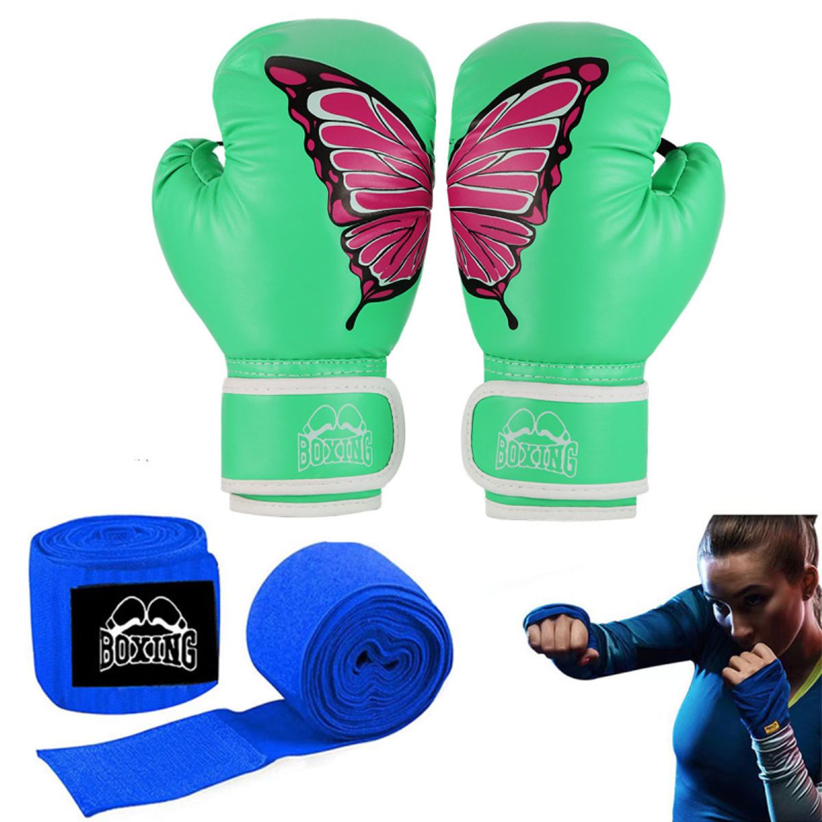 PUREPOWER - 1 par de guantes de Boxeo de cuero Pu para mujeres adolescentes profesionales