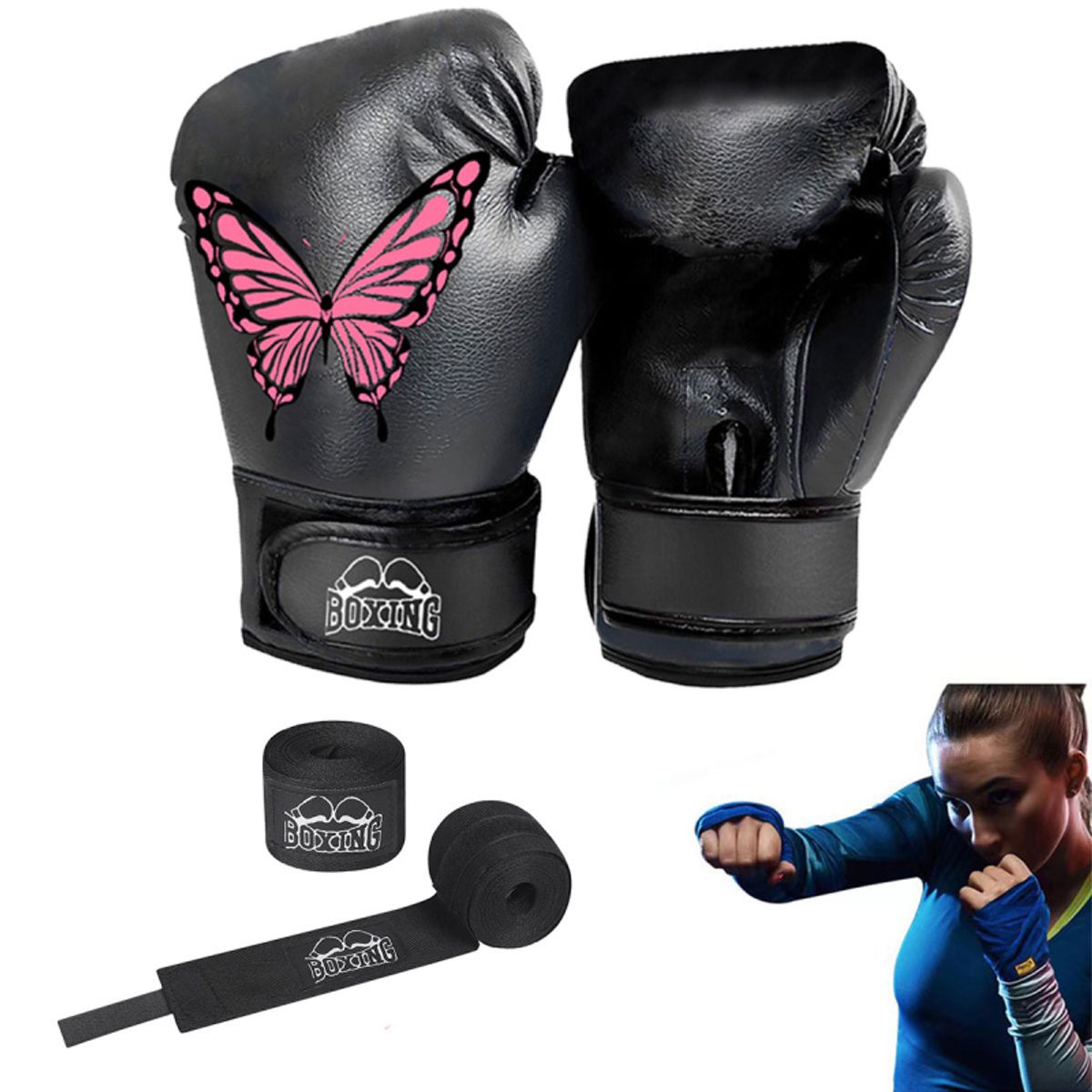 PUREPOWER - 1 par de guantes de Boxeo de cuero Pu para mujeres adolescentes profesionales