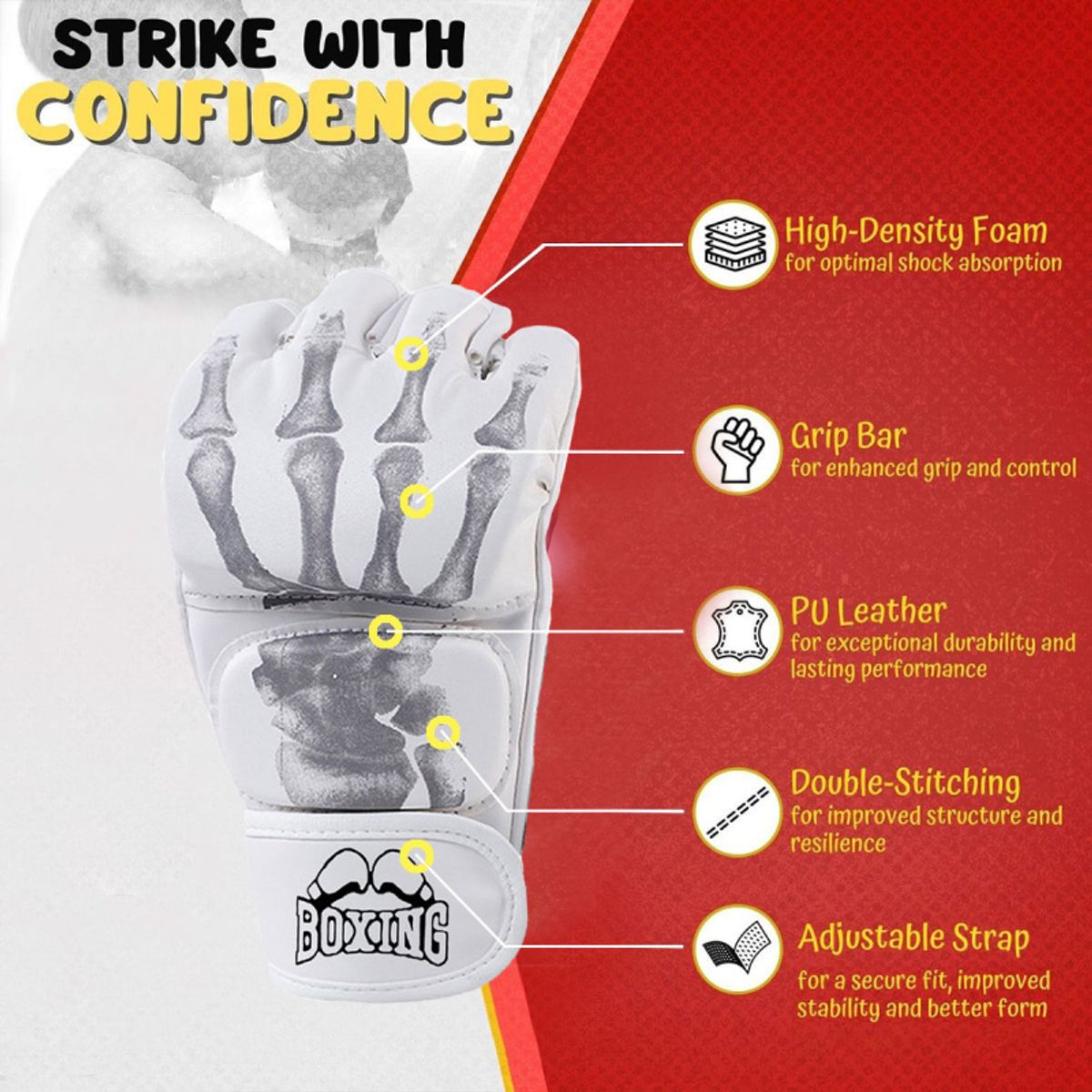 PUREPOWER - Guantes de medio dedo  para entrenamiento de taekwondo