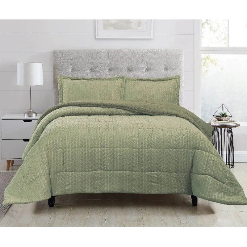 CHANTILLY - Plumón flannel sherpa chantilly 1.5 plazas olive