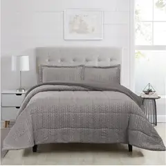 CHANTILLY - Plumón flannel sherpa 2 plazas grafito