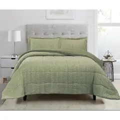CHANTILLY - Plumón flannel sherpa 2 plazas olive